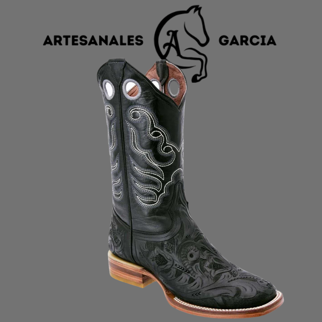 Bota Rodeo Americana Hombre Cincelado Negro WD 271