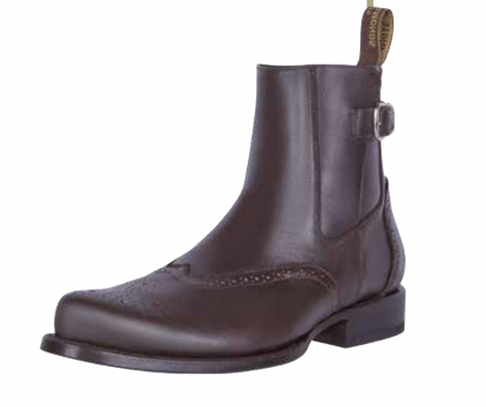 Men’s Leather Ankle Boot – Pull-On Casual Style – Brown 040-50