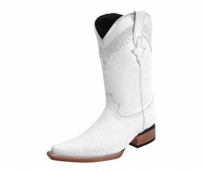 Men’s Western Lizard Aladino Cowboy Boot – Black and White – Snip Toe – Casual Style