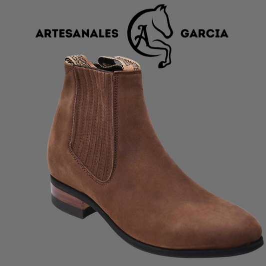 Botin Charro Nobuck Café  Suela de Hule WD 703