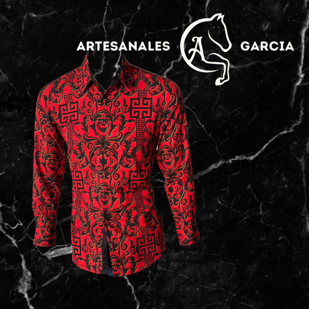 “Camisa Barroca Roja: Audacia y Elegancia en un Solo Estilo”