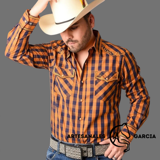 Camisa Vaquera Cuadro Flannel Mostaza WD 879