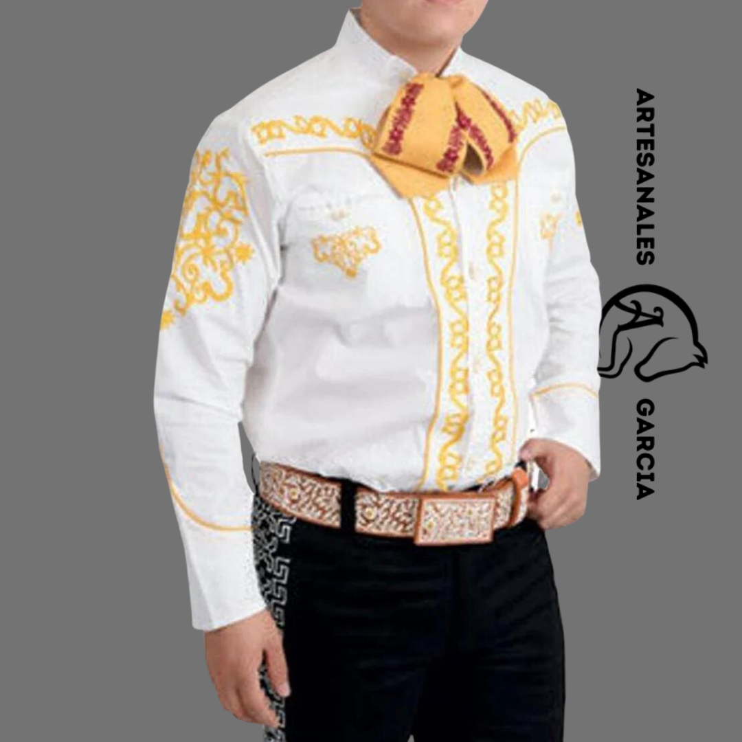 Camisa Charra 060 Blanco / Amarillo WD 844