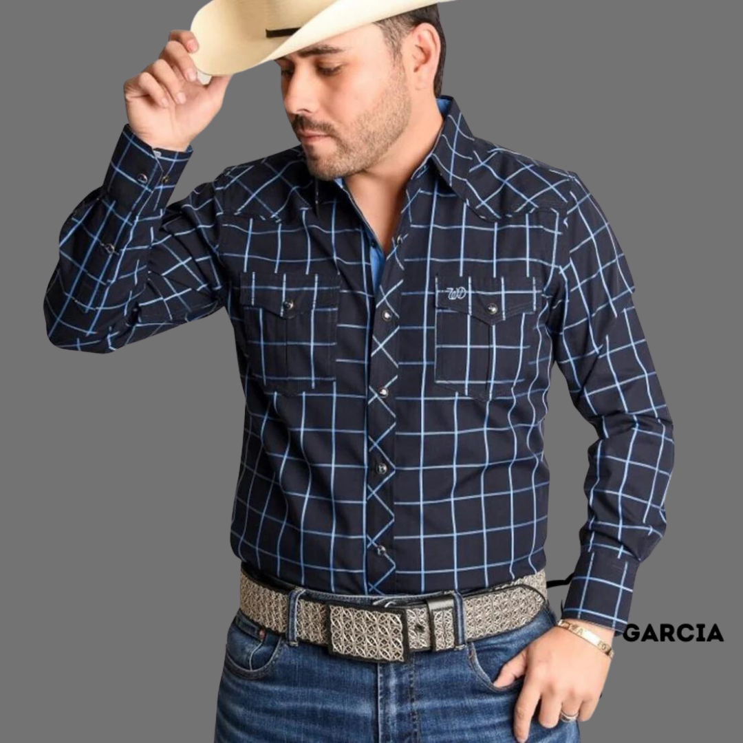 Camisa Vaquera Cuadro Flannel Negra / Azul WD 900