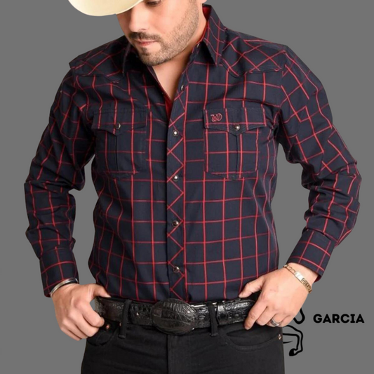 Camisa Vaquera Cuadro Flannel Negra / Roja WD 899
