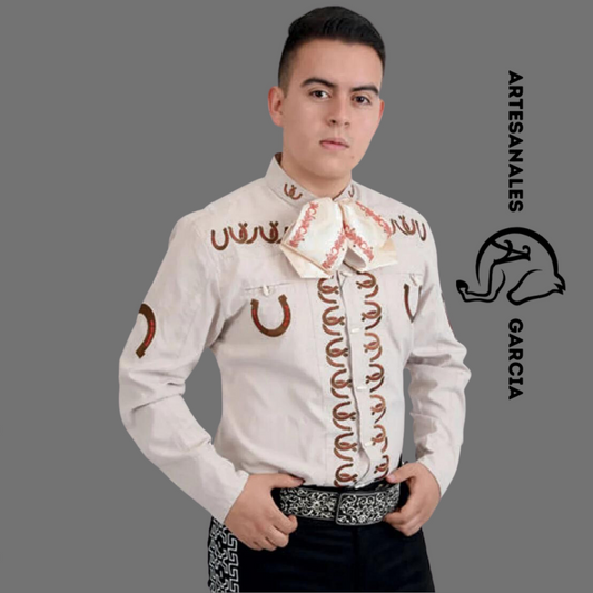 Camisa Charra Herraduras Beige WD 824