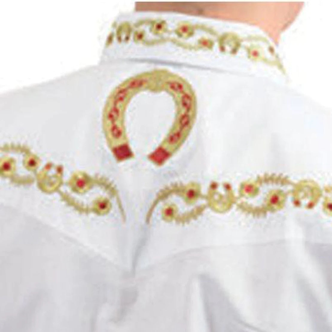 Camisa Charra Bordada Blanca Oro WD 819