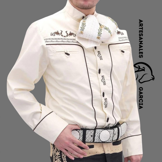 Camisa Charra Tradicional Huesito Nino Beige WD 940Beige