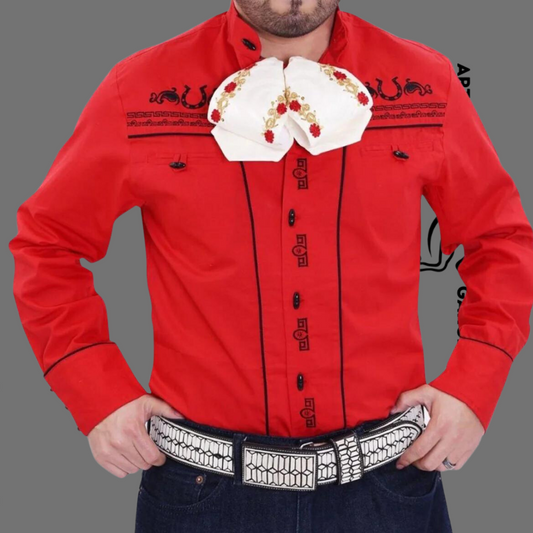 Camisa Charra Tradicional Huesito Nino Roja WD 938R