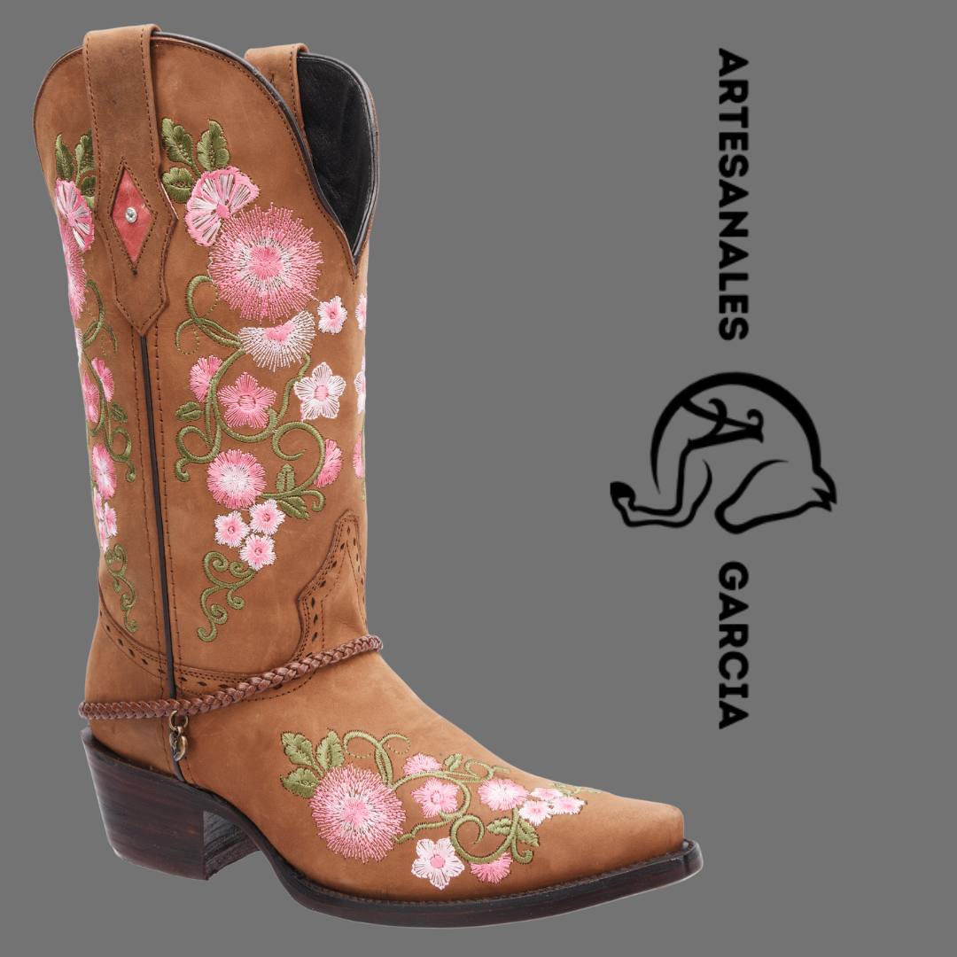 Bota Vaquera Oval Flor Rosita WD 474