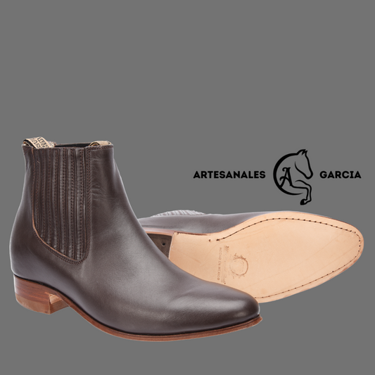 Botin Charro Cafe Piel Suela Cuero WD 728