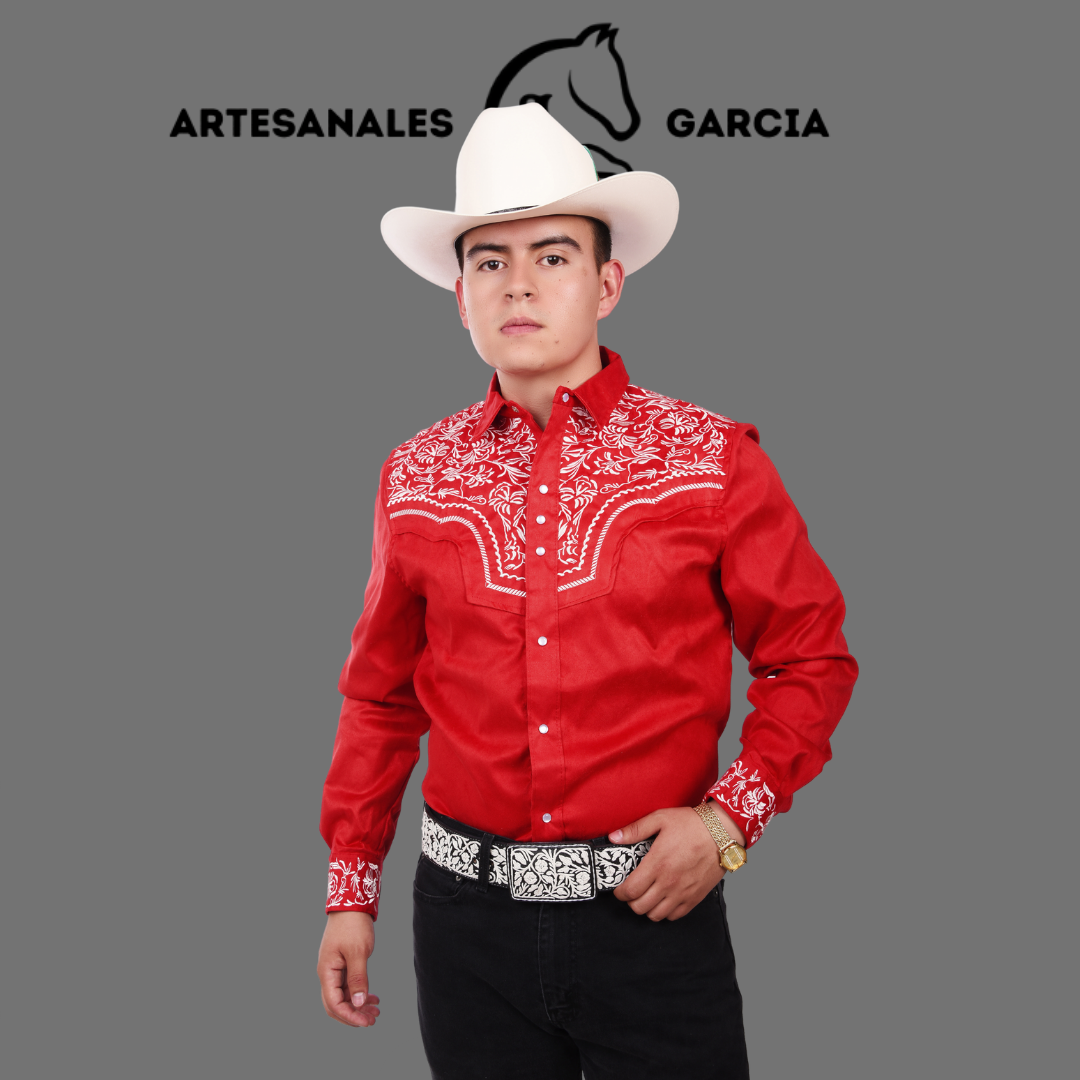 Camisa Vaquera Gamuza Rojo / Blanco WD 925